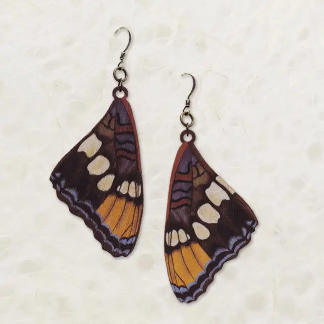 California Sister Butterfly Printed Wood Earrings