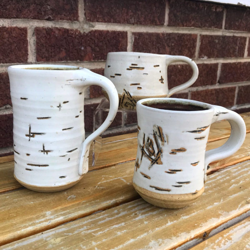 Ceramic Birch Mugs / White
