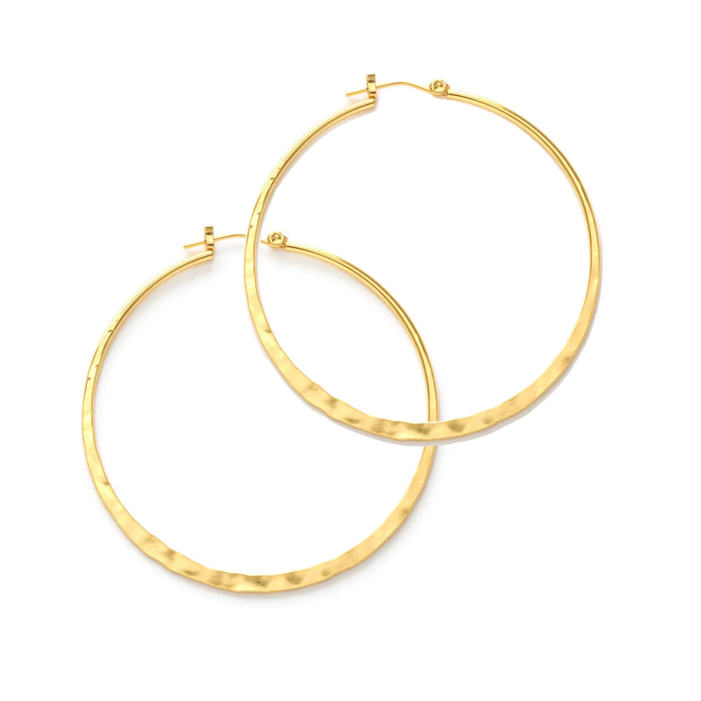 2” Hammered Hoops: Sterling Silver or 14K Gold