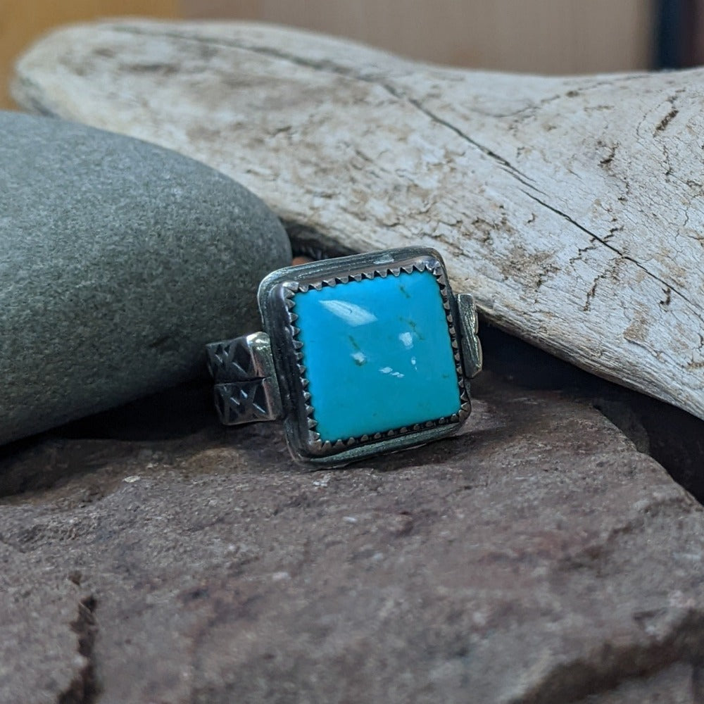 Turquoise SS Up North Ring - Size 8.5